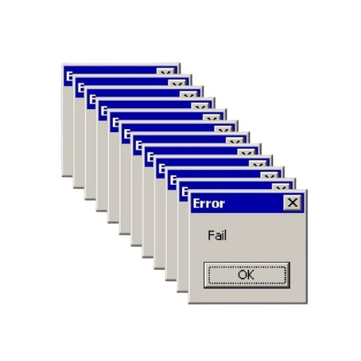Stack of retro Windows error dialog boxes
